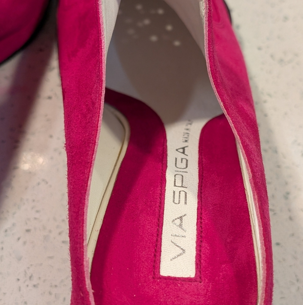 "NEW" Via Spiga Suede Mule Slip On Platform Shoes - Picture 10 of 13